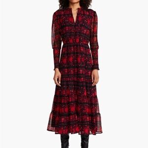 BB Dakota Red and Black Long Sleeve Dress